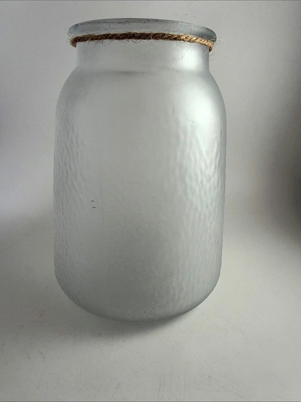 Frosted Glass Vase with Twine in White
